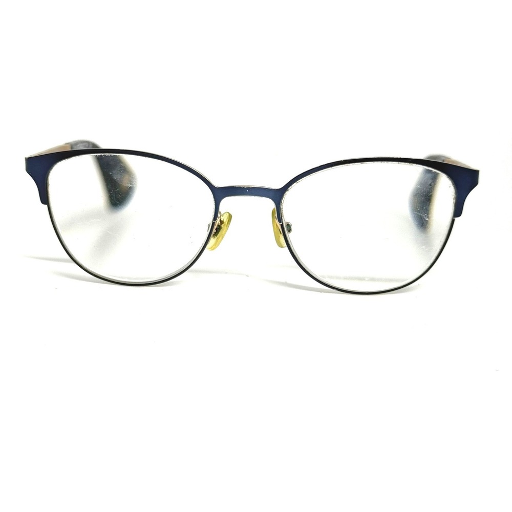 Liz Claiborne L445 E8W Navy Blue Gold Cat Eye Eyeglasses Frames 52-17-130